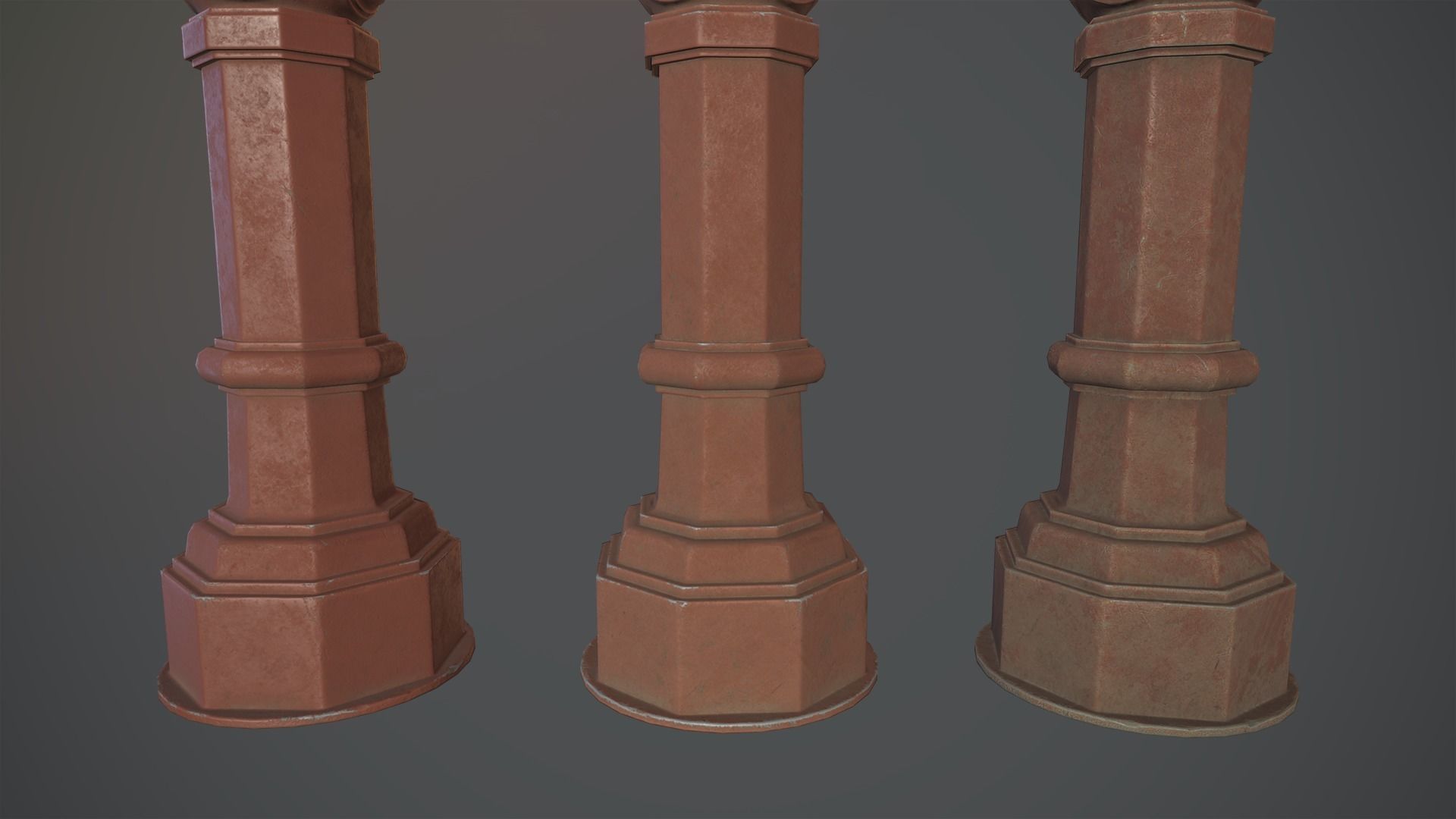 Barrier Bollard Pack 2 v4 Red Three Texture Options Low-poly 3D model_7