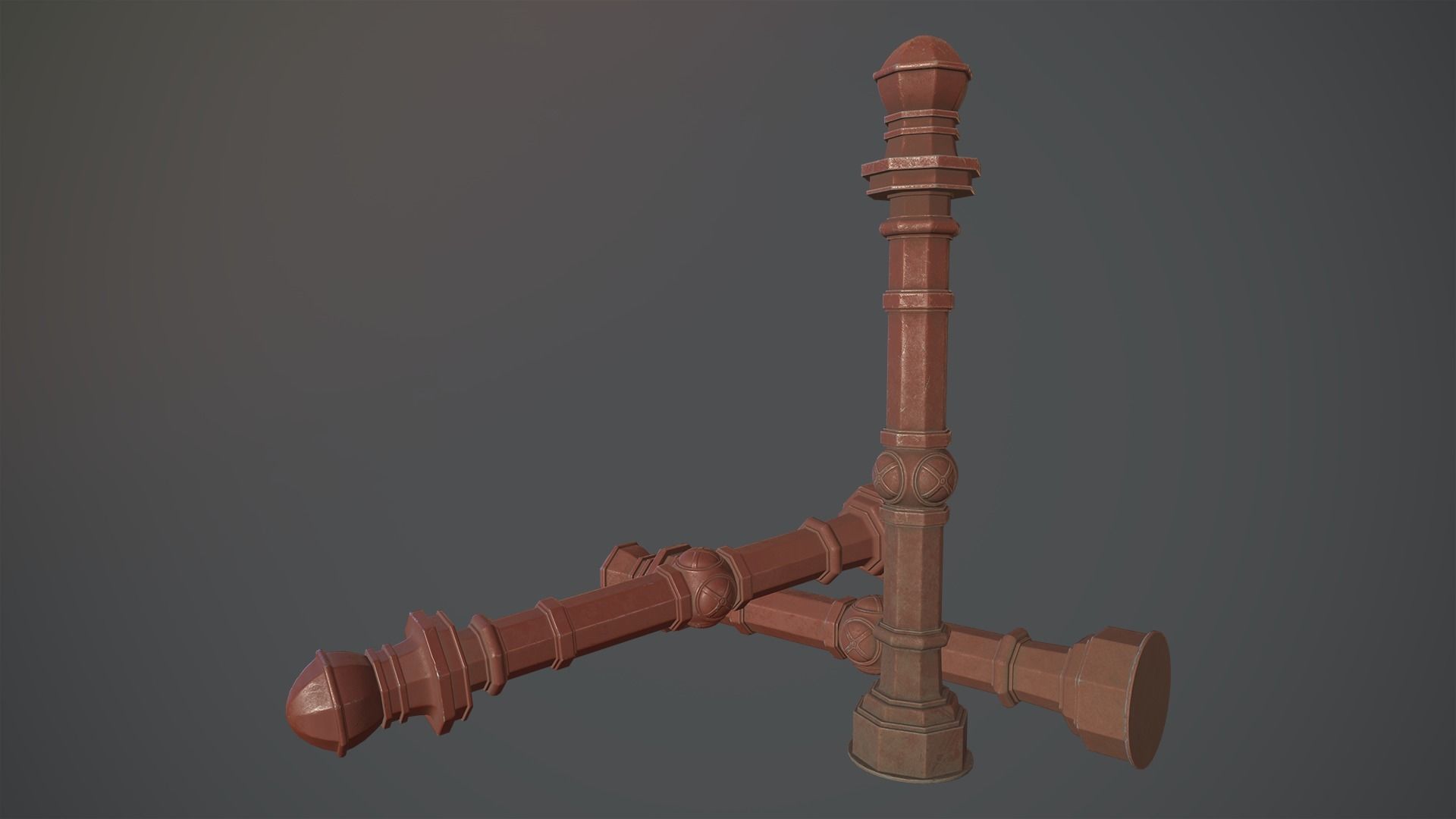 Barrier Bollard Pack 2 v4 Red Three Texture Options Low-poly 3D model_10