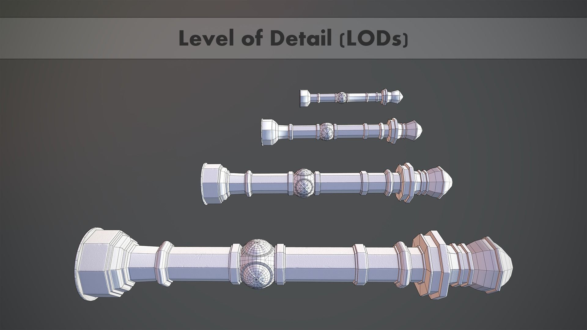 Barrier Bollard Pack 2 v4 Red Three Texture Options Low-poly 3D model_15