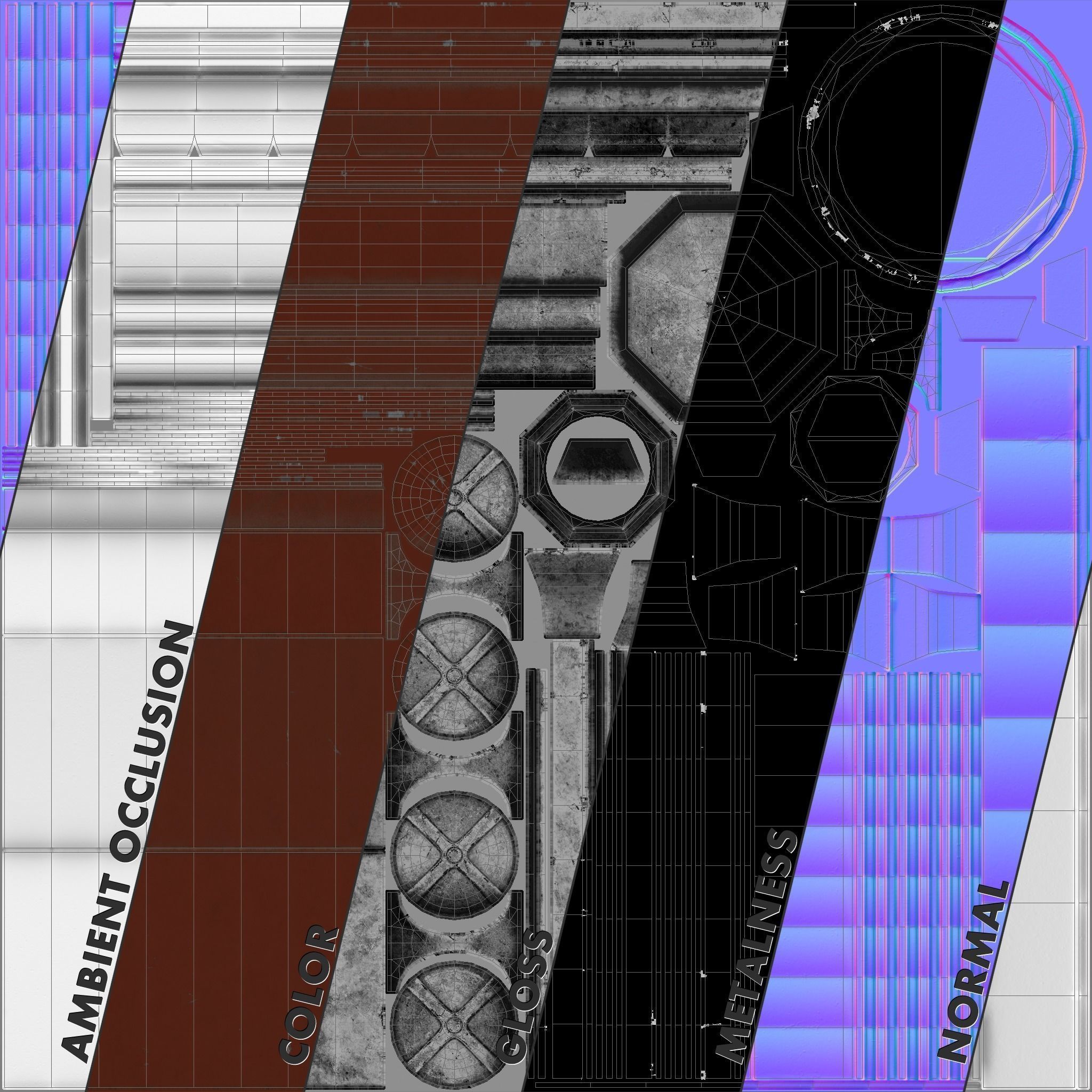 Barrier Bollard Pack 2 v4 Red Three Texture Options Low-poly 3D model_13