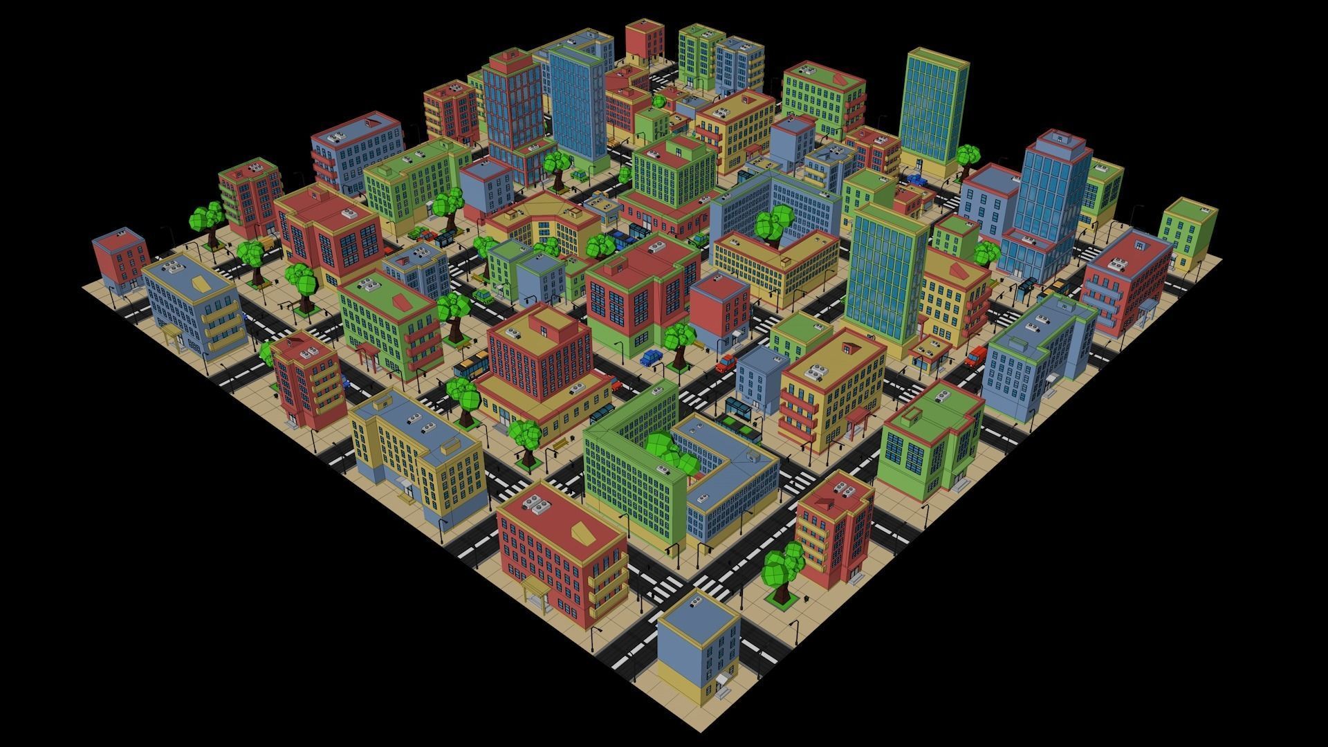 Low poly city Low-poly 3D model_2