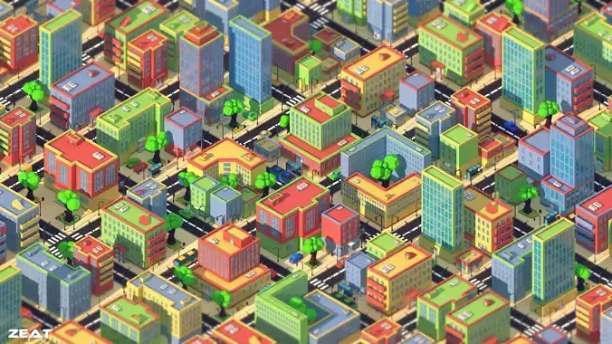 Low poly city Low-poly 3D model
