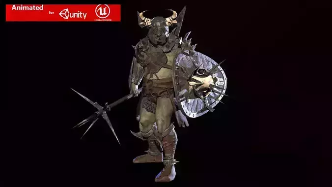 Fat orc Low-poly 3D model