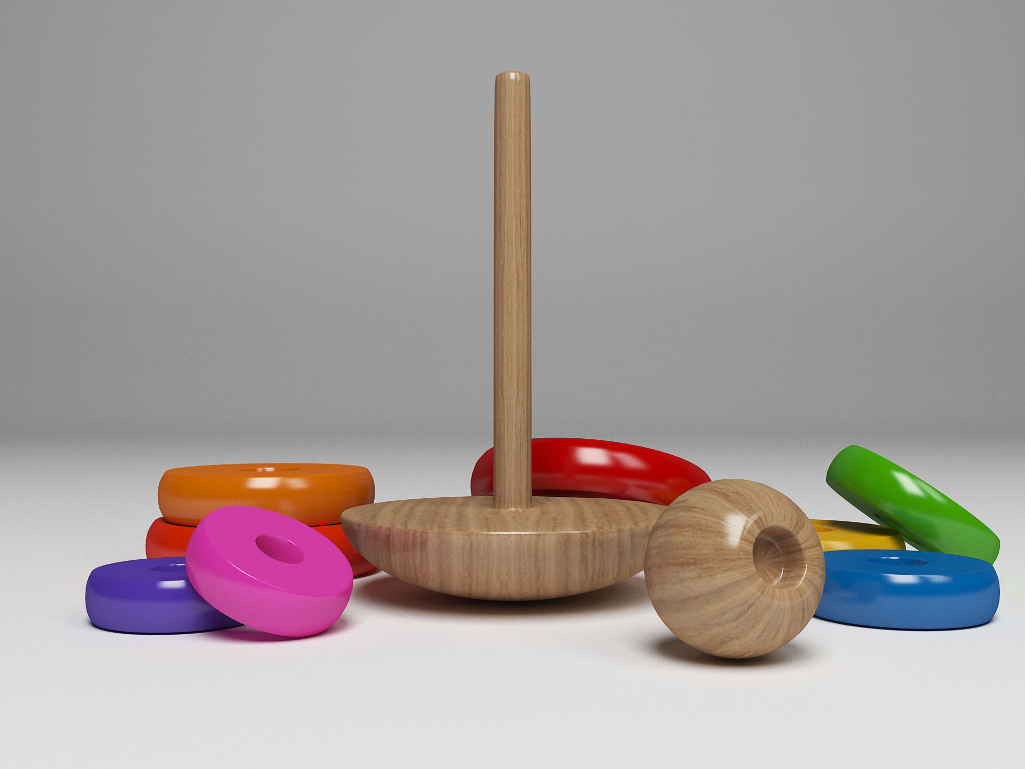 Wooden Toddler Toy Tower 3D model_8