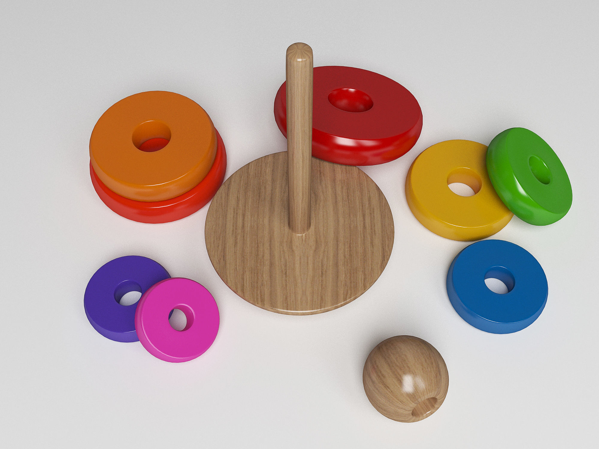 Wooden Toddler Toy Tower 3D model_10