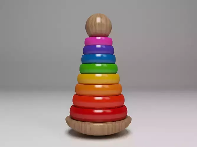 Wooden Toddler Toy Tower 3D model