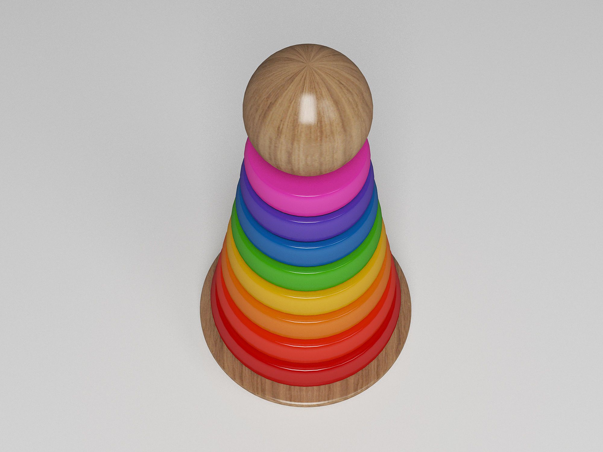 Wooden Toddler Toy Tower 3D model_2