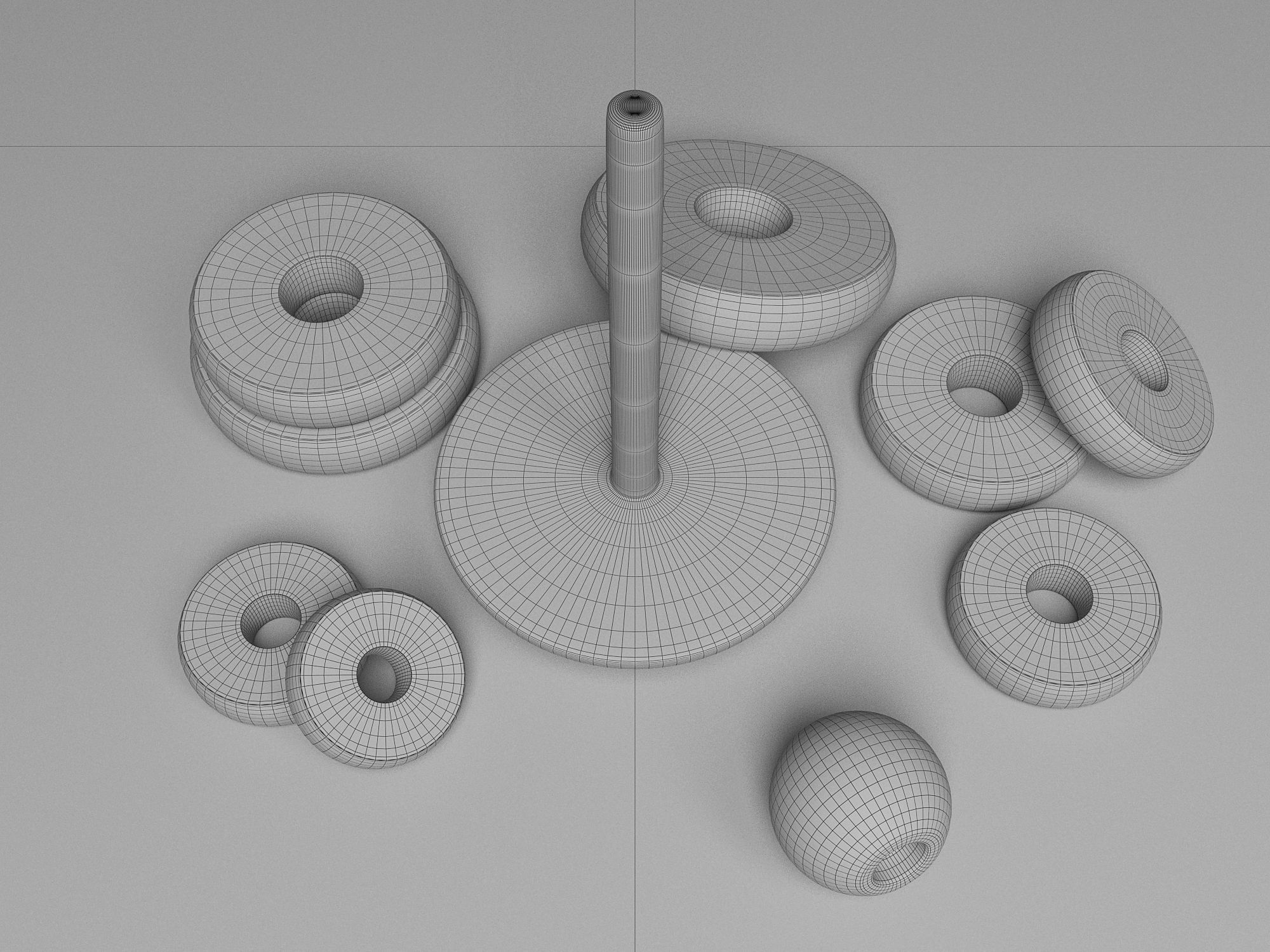 Wooden Toddler Toy Tower 3D model_11