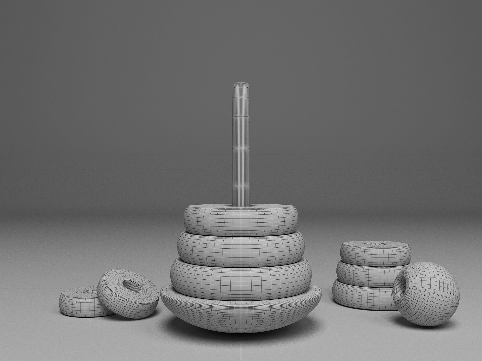 Wooden Toddler Toy Tower 3D model_5