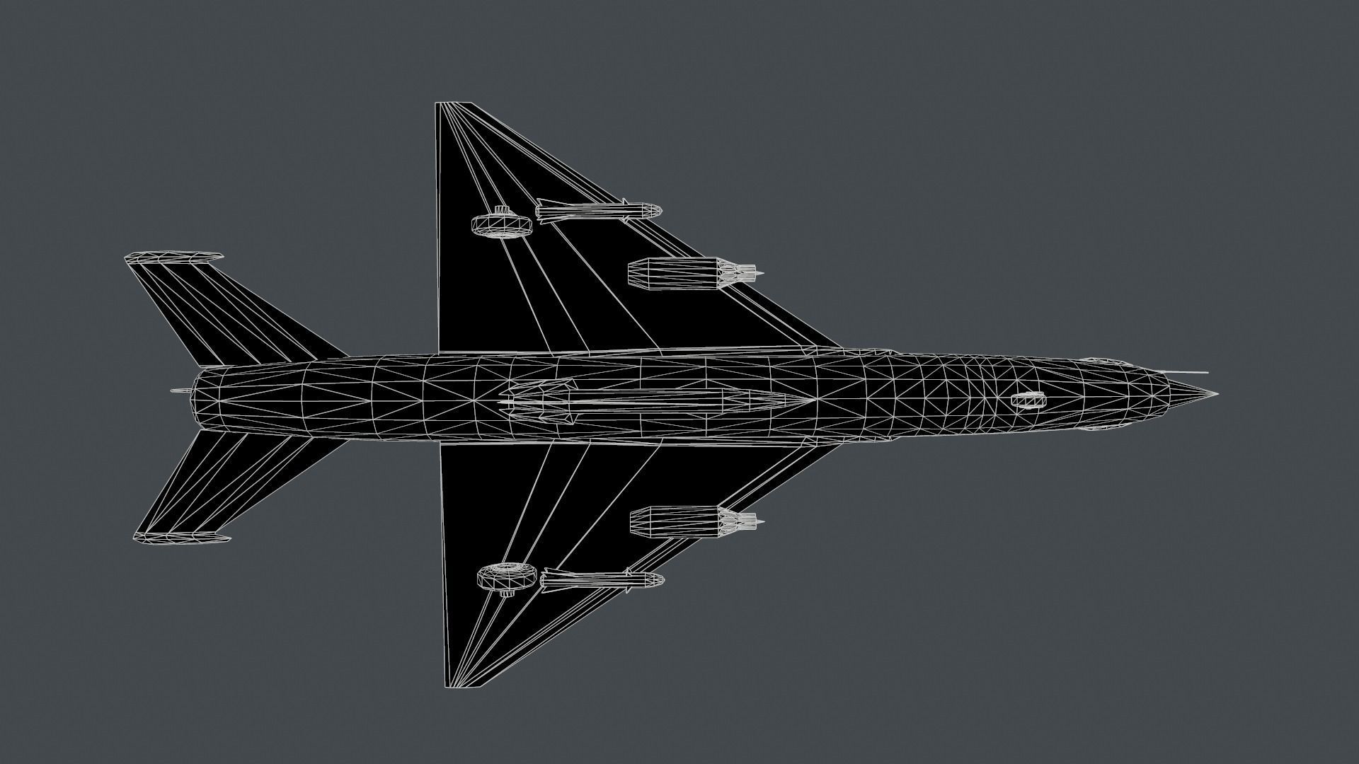 Mig-21 soviet fighter jet Low-poly 3D model_8