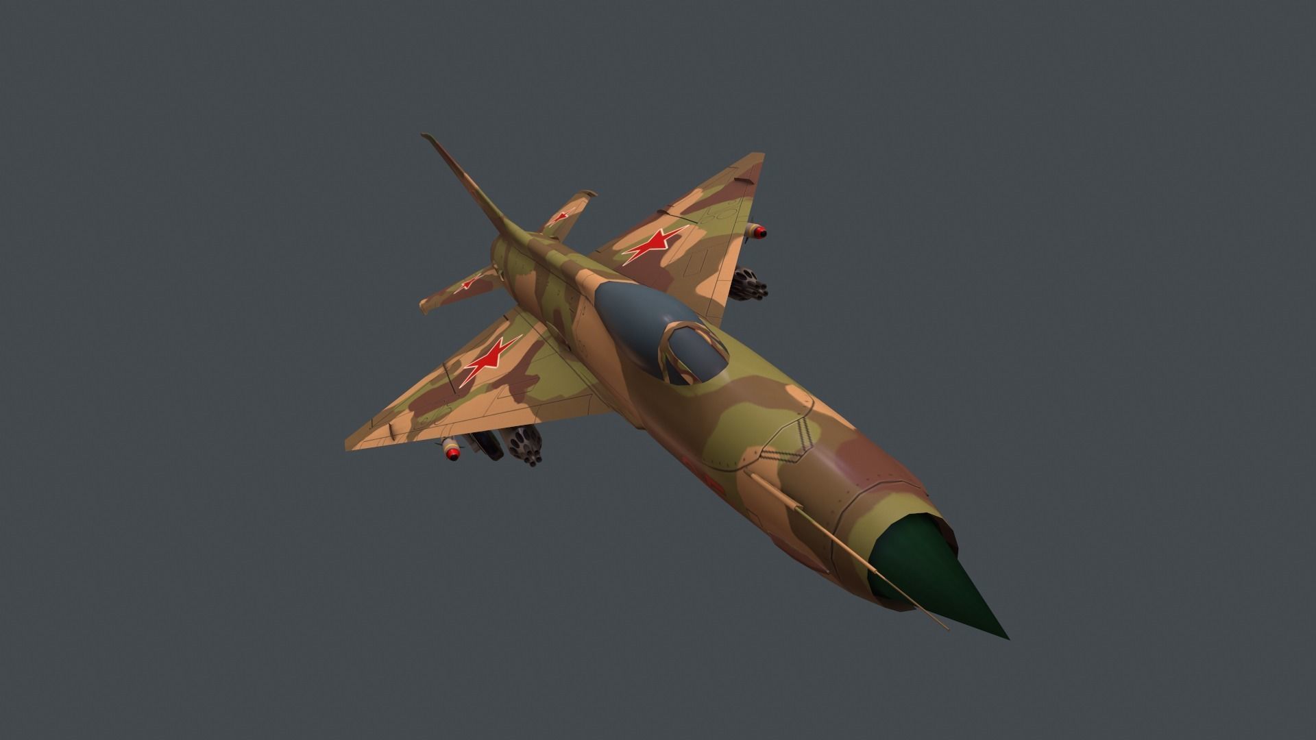 Mig-21 soviet fighter jet Low-poly 3D model_2