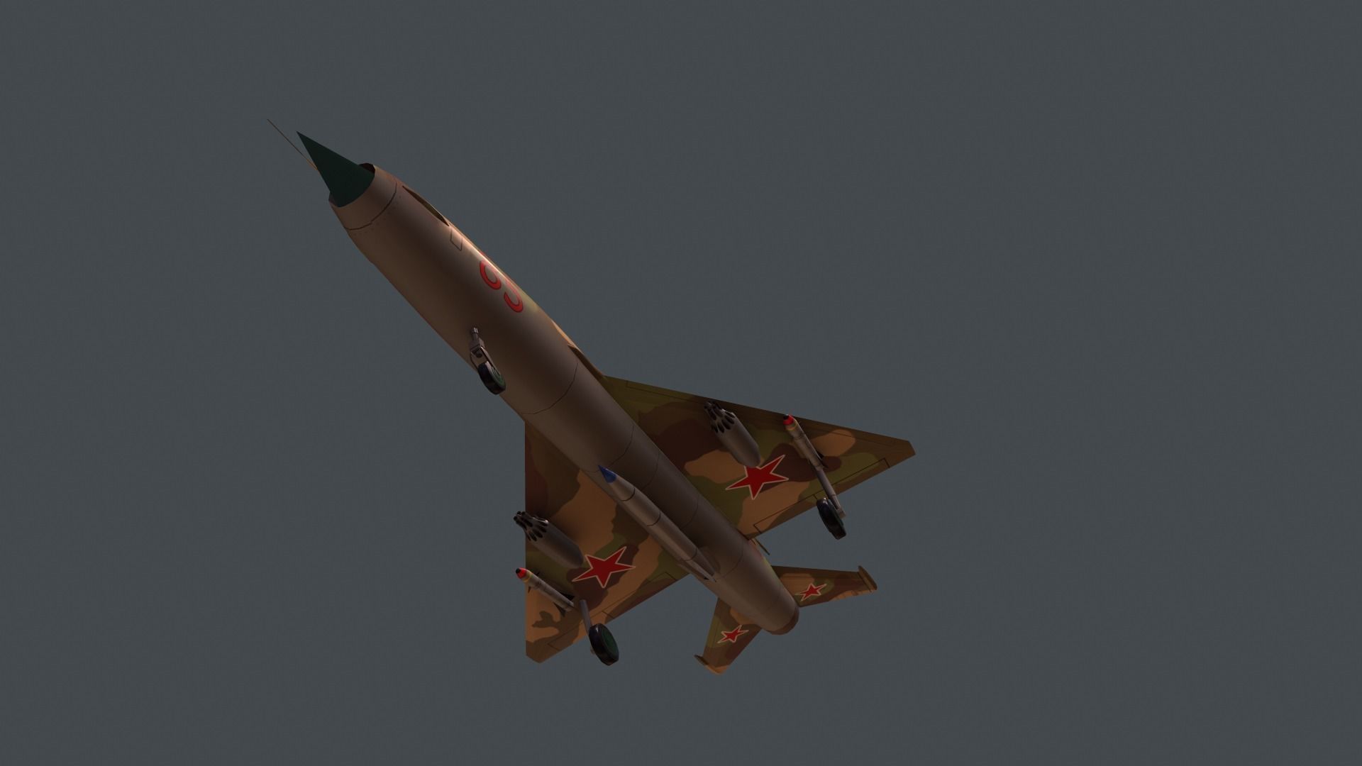 Mig-21 soviet fighter jet Low-poly 3D model_3
