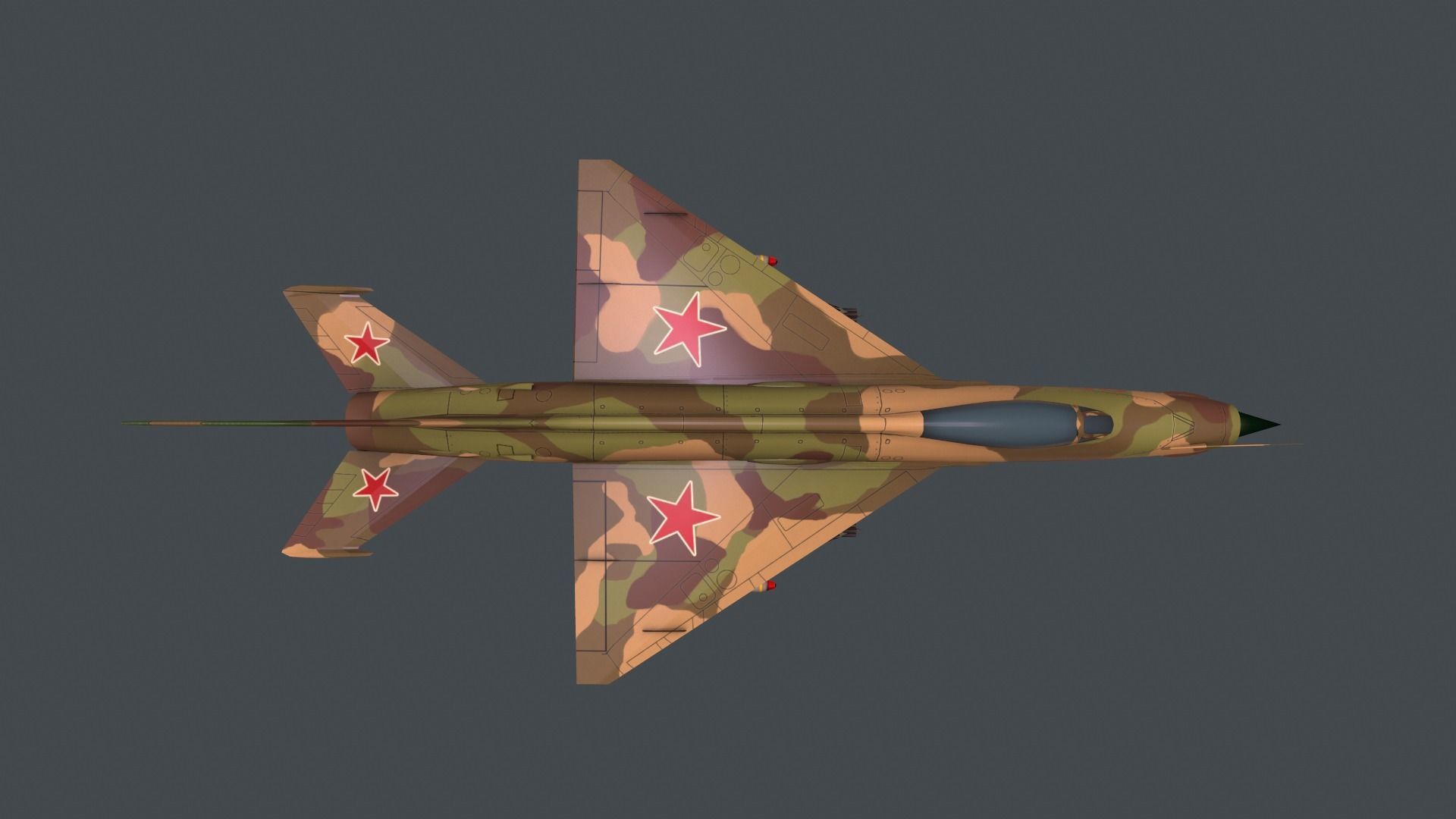 Mig-21 soviet fighter jet Low-poly 3D model_5