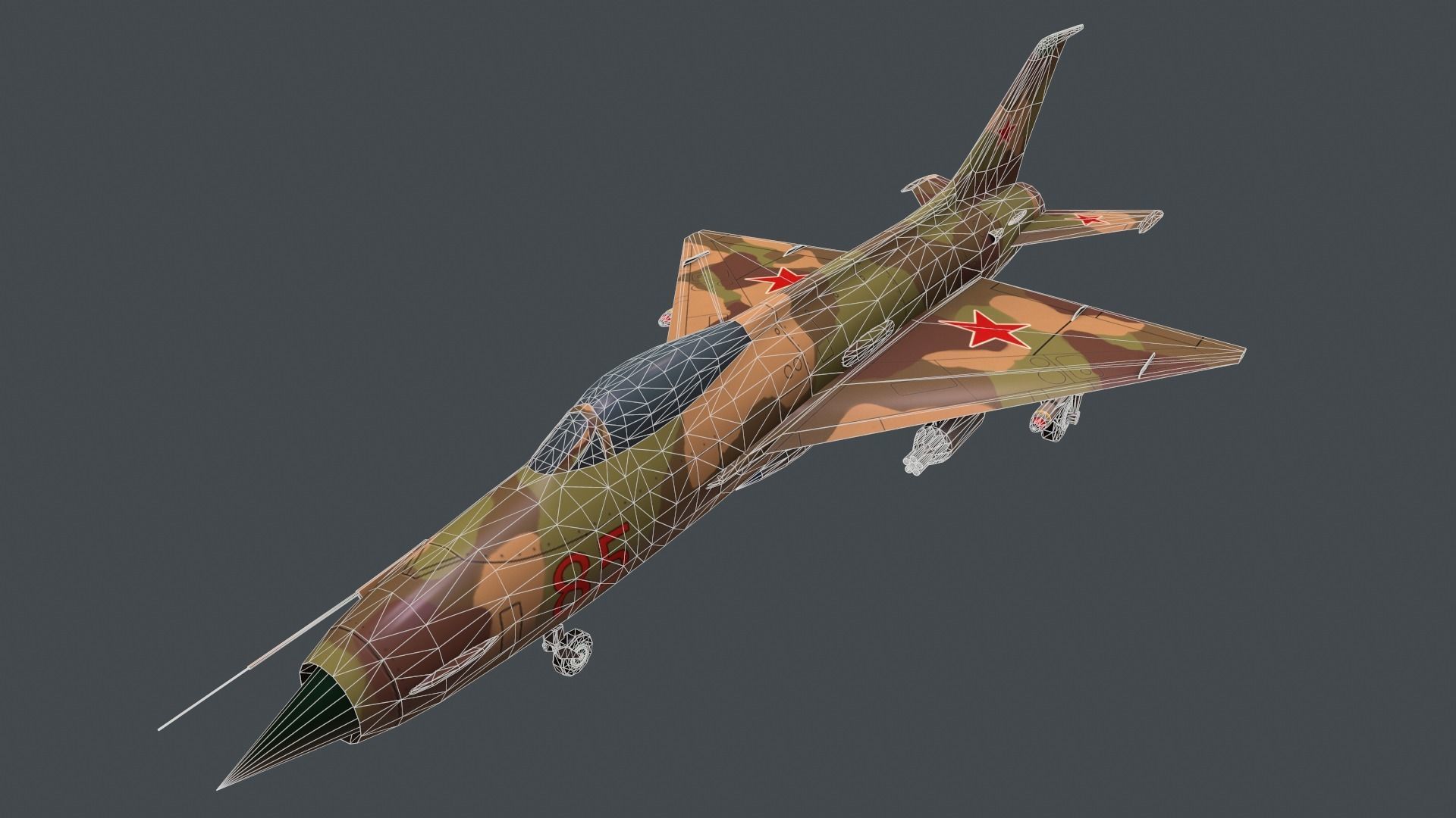 Mig-21 soviet fighter jet Low-poly 3D model_6