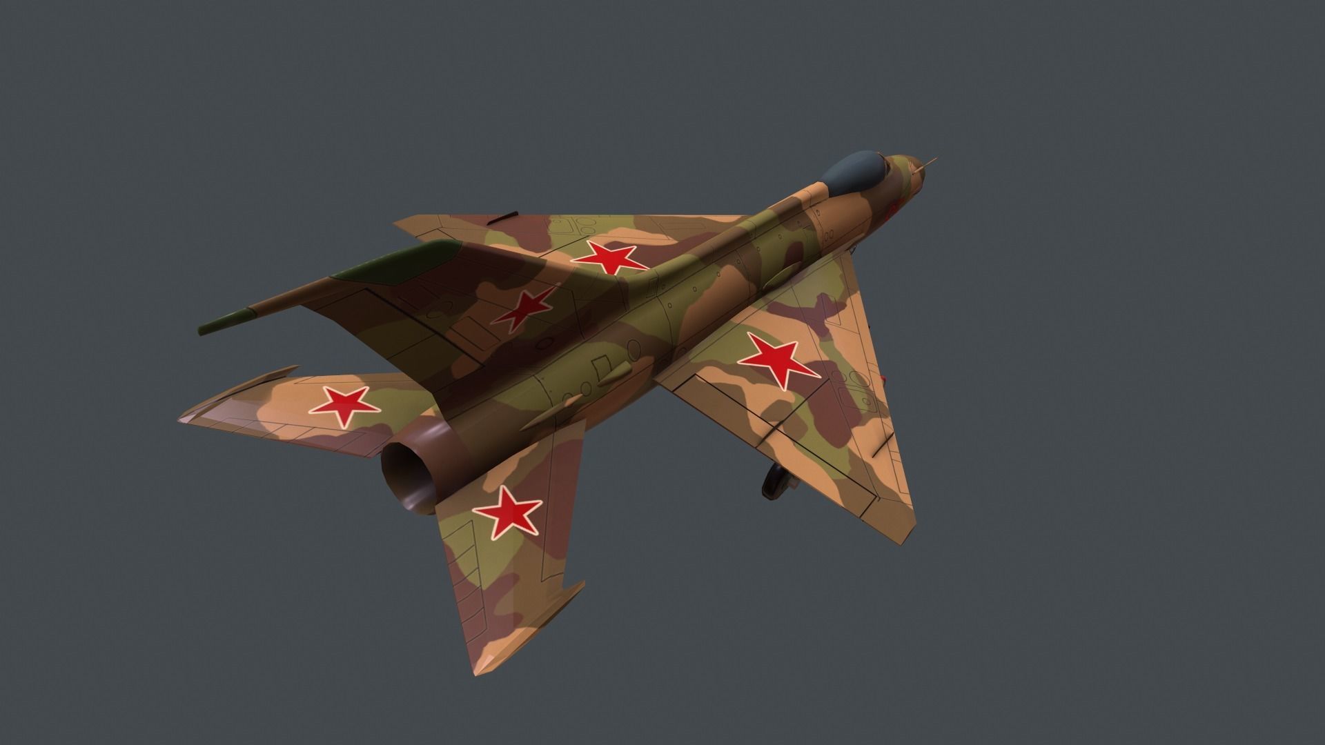 Mig-21 soviet fighter jet Low-poly 3D model_4