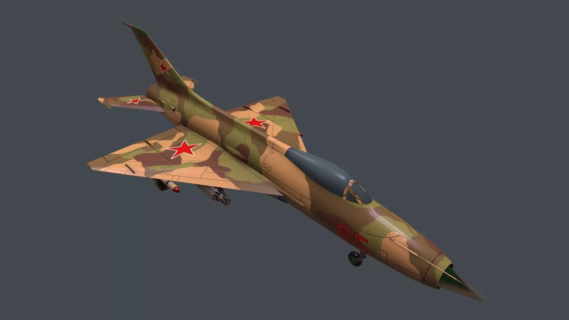 Mig-21 soviet fighter jet Low-poly 3D model_0
