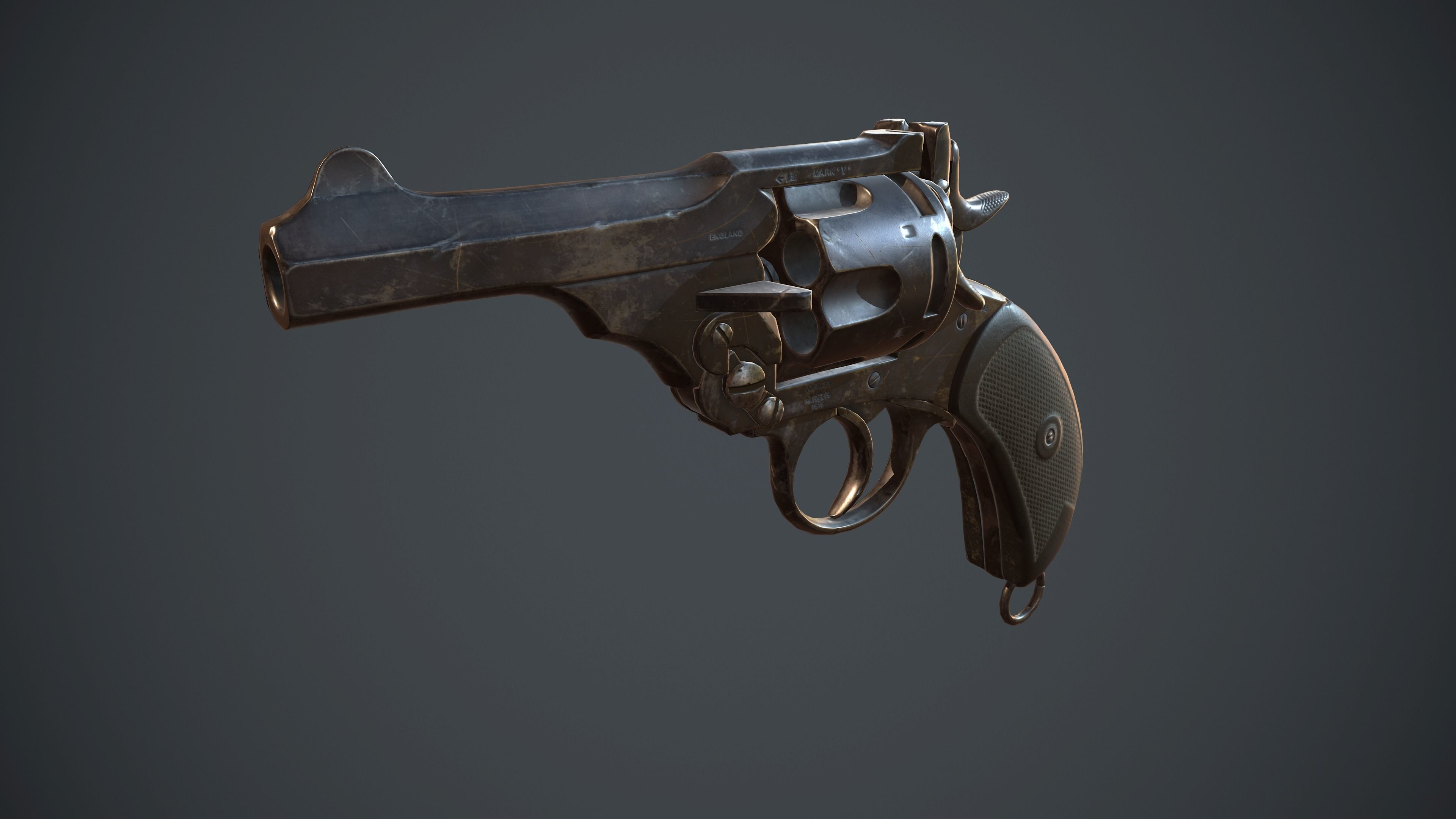Webley MkV pistol Low-poly 3D model_2