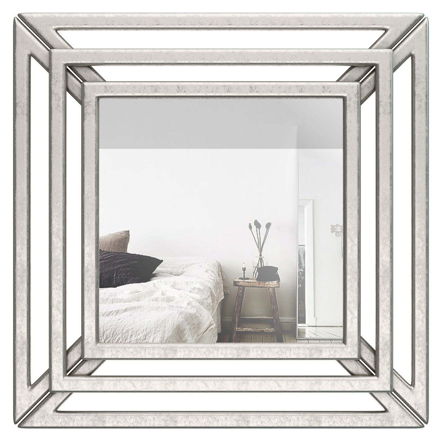 Hust Triple Square Wall Mirror LDER3899 3D model_1