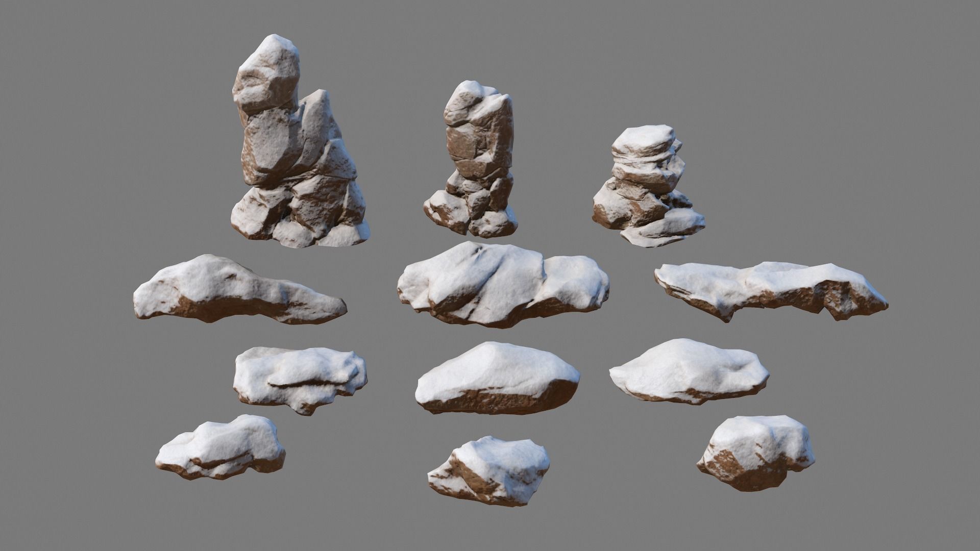 Low poly Rocks group of Low-poly 3D model_4