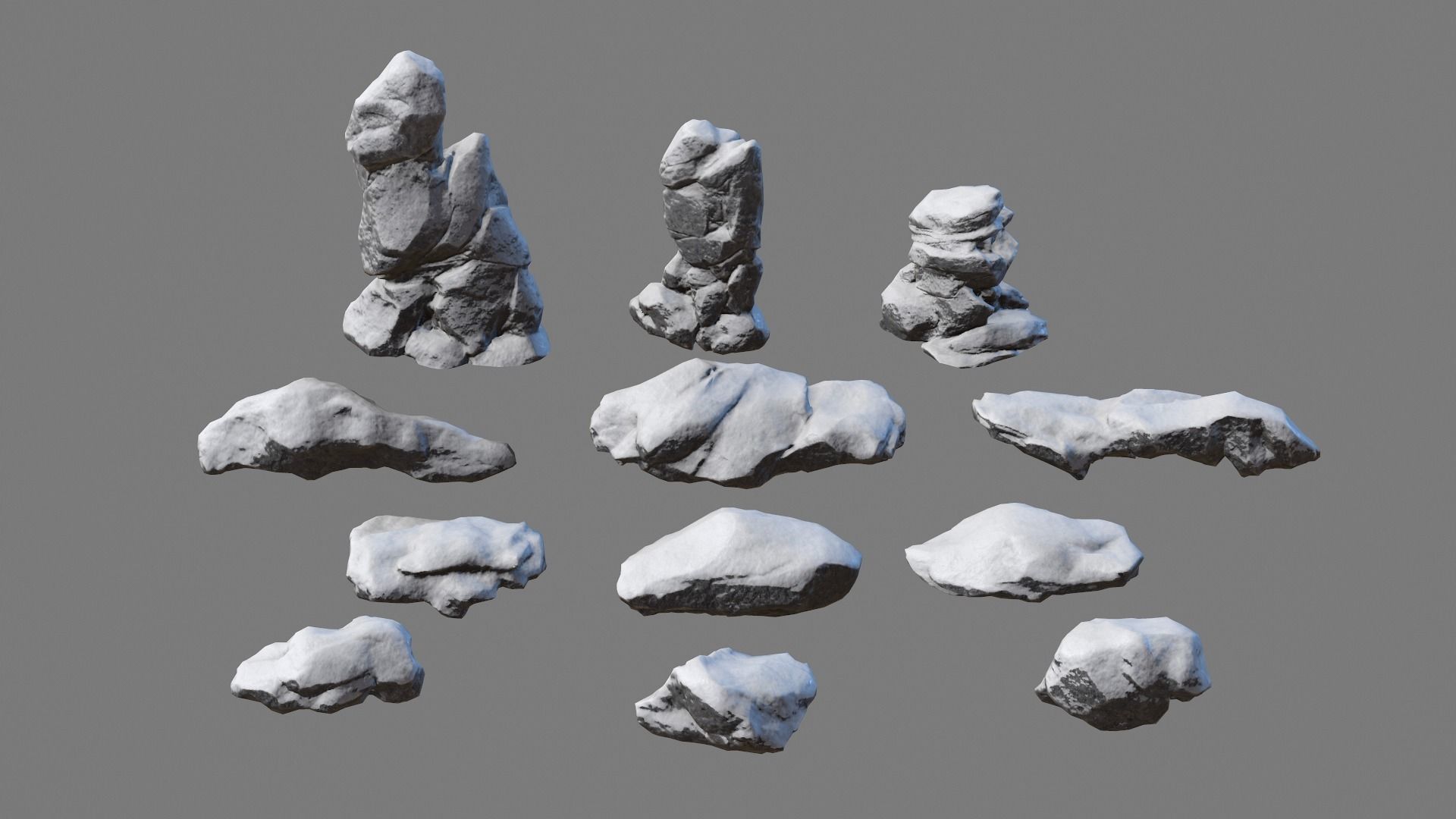 Low poly Rocks group of Low-poly 3D model_2