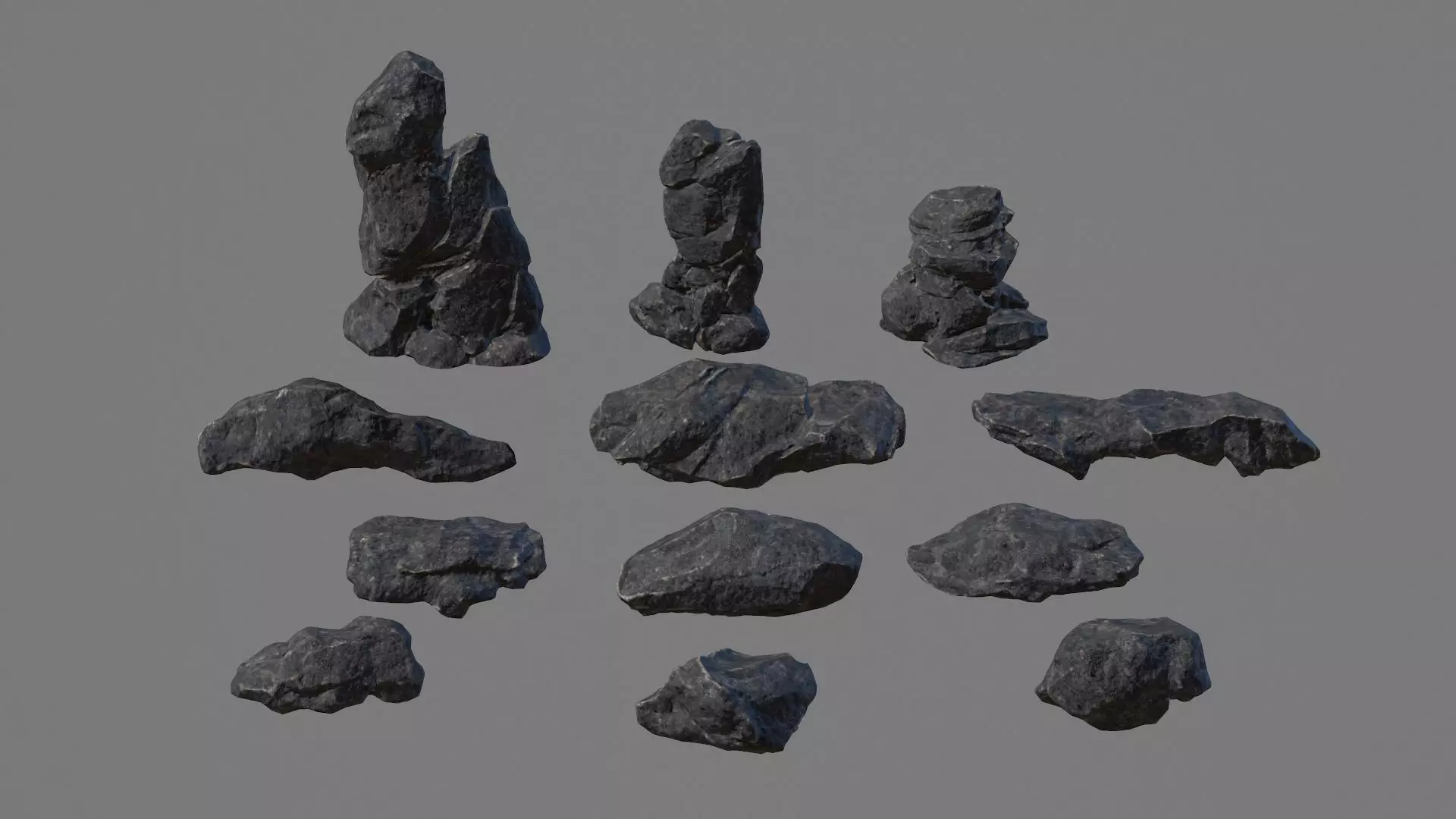 Low poly Rocks group of Low-poly 3D model_0