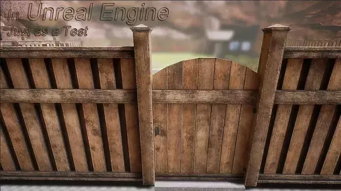 Picket fence modular  Low-poly 3D model 7