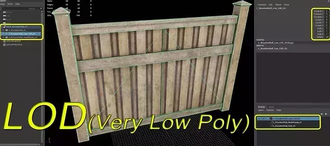 Picket fence modular  Low-poly 3D model 4