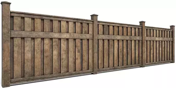 Picket fence modular  Low-poly 3D model 6