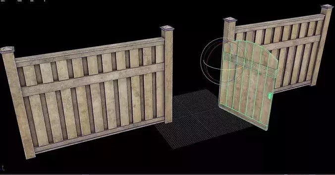 Picket fence modular  Low-poly 3D model 2