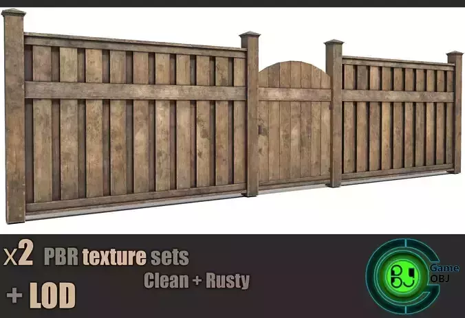 Picket fence modular  Low-poly 3D model