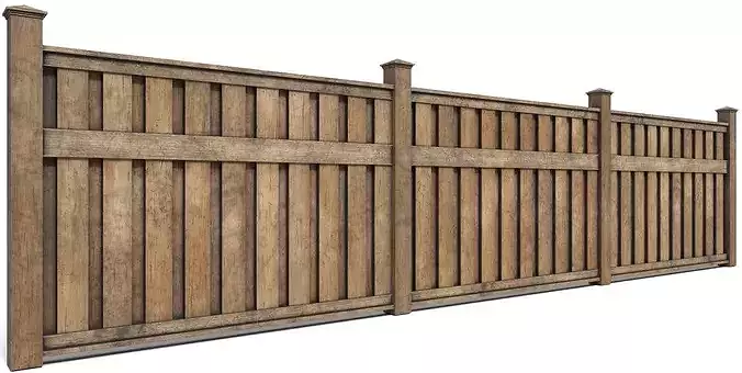 Picket fence modular  Low-poly 3D model 5