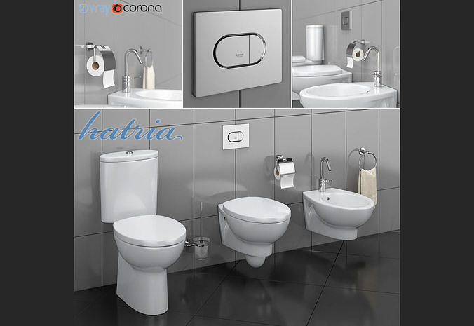 Toilet bowl and bidet HATRIA Erika Pro 3D model