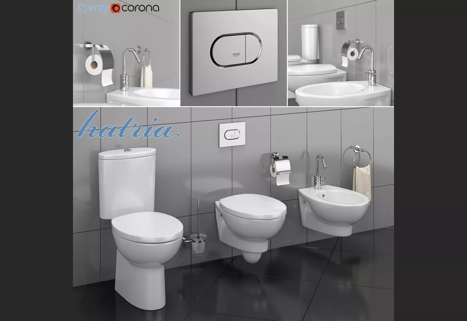Toilet bowl and bidet HATRIA Erika Pro 3D model