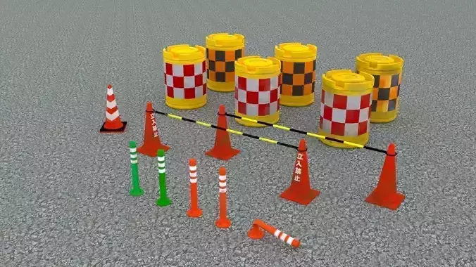 Low poly road assets Low-poly 3D model
