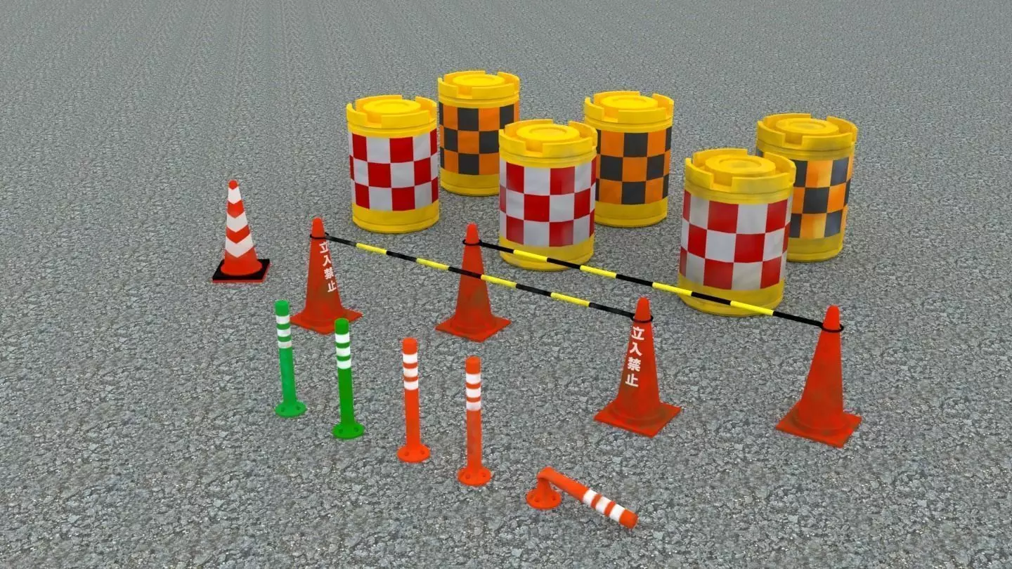 Low poly road assets Low-poly 3D model_0