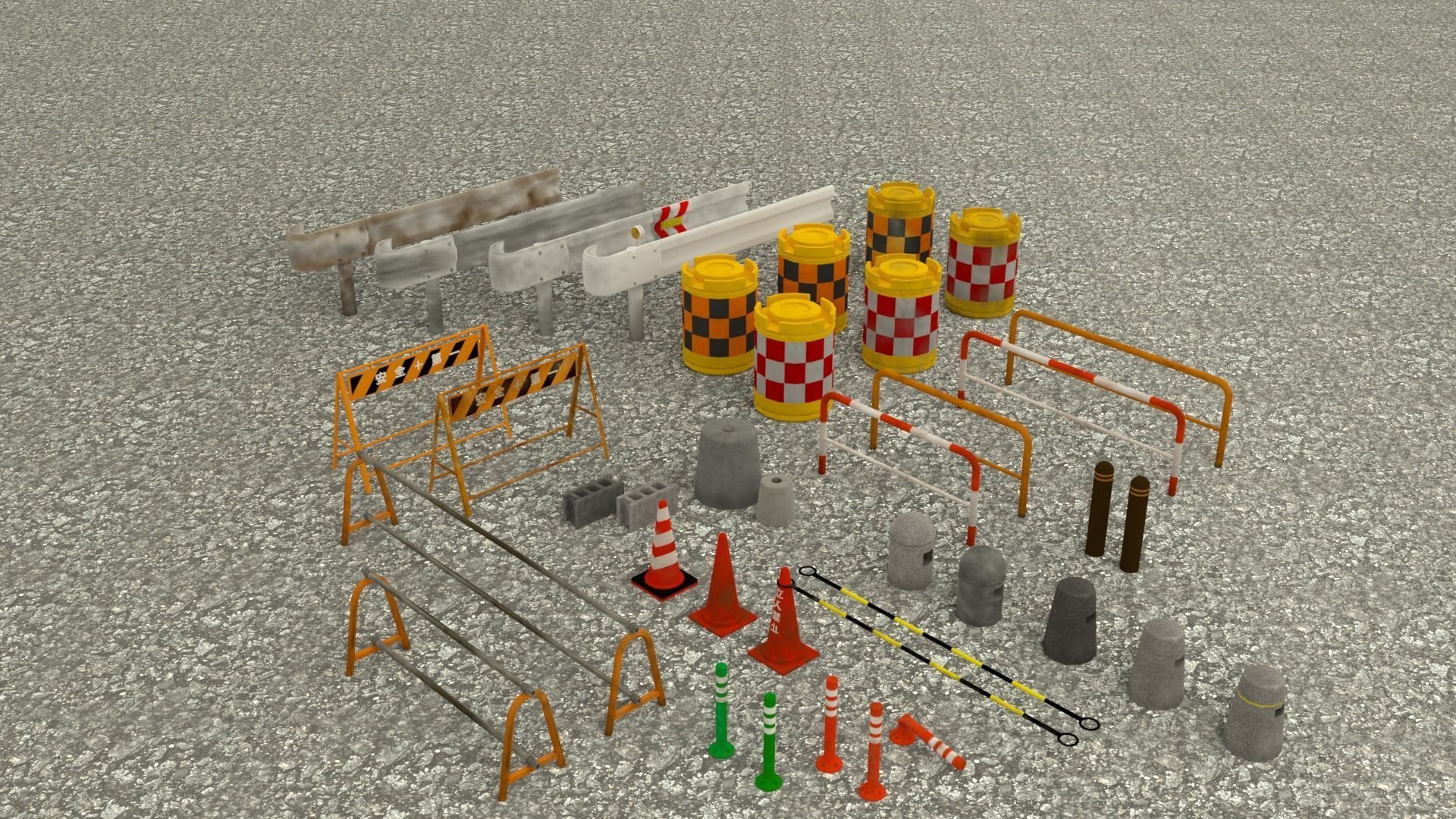 Low poly road assets Low-poly 3D model_7