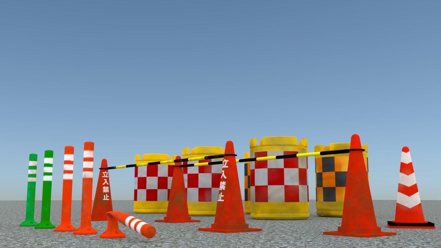 Low poly road assets Low-poly 3D model_4