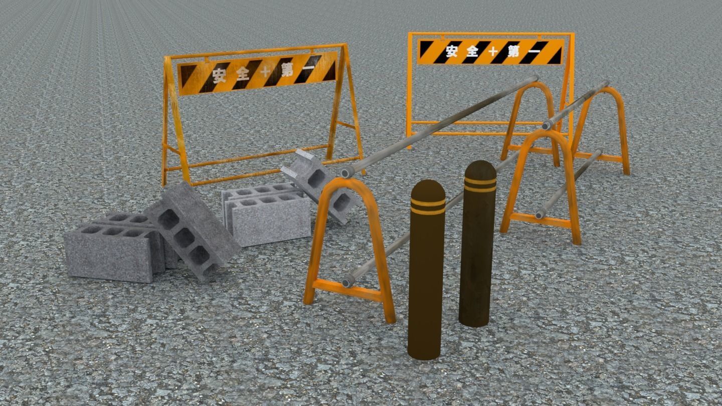 Low poly road assets Low-poly 3D model_1