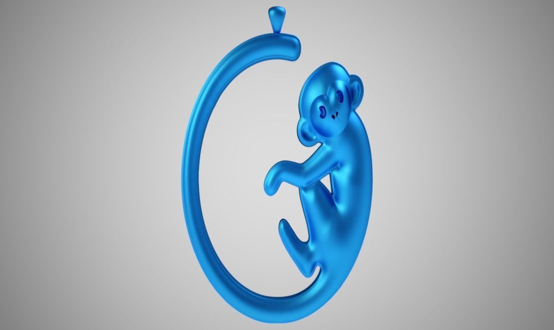 Monkey Pendant 3D print model_10