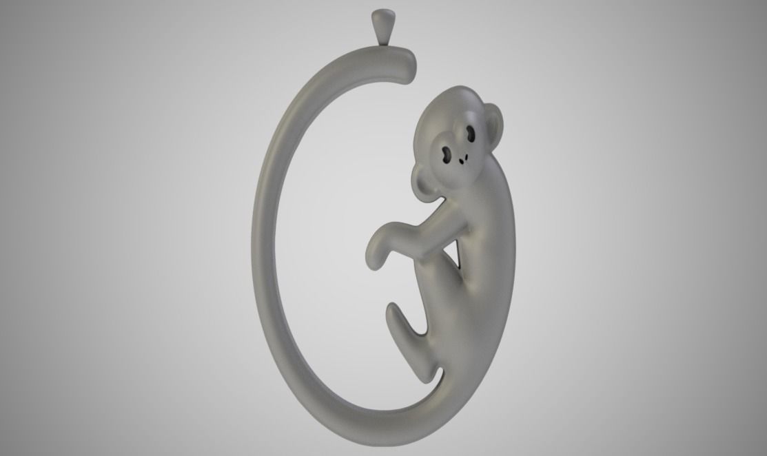 Monkey Pendant 3D print model_1
