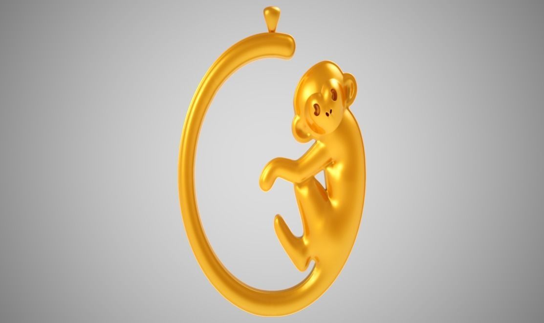 Monkey Pendant 3D print model_6
