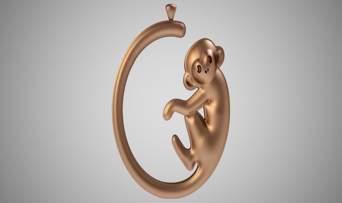 Monkey Pendant 3D print model_11