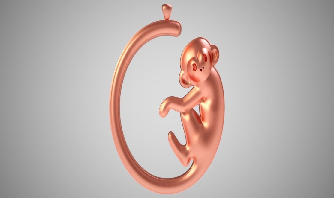 Monkey Pendant 3D print model_8