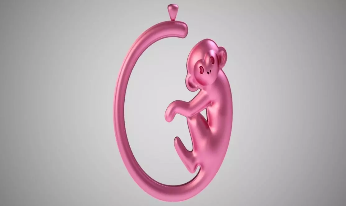 Monkey Pendant 3D print model_0
