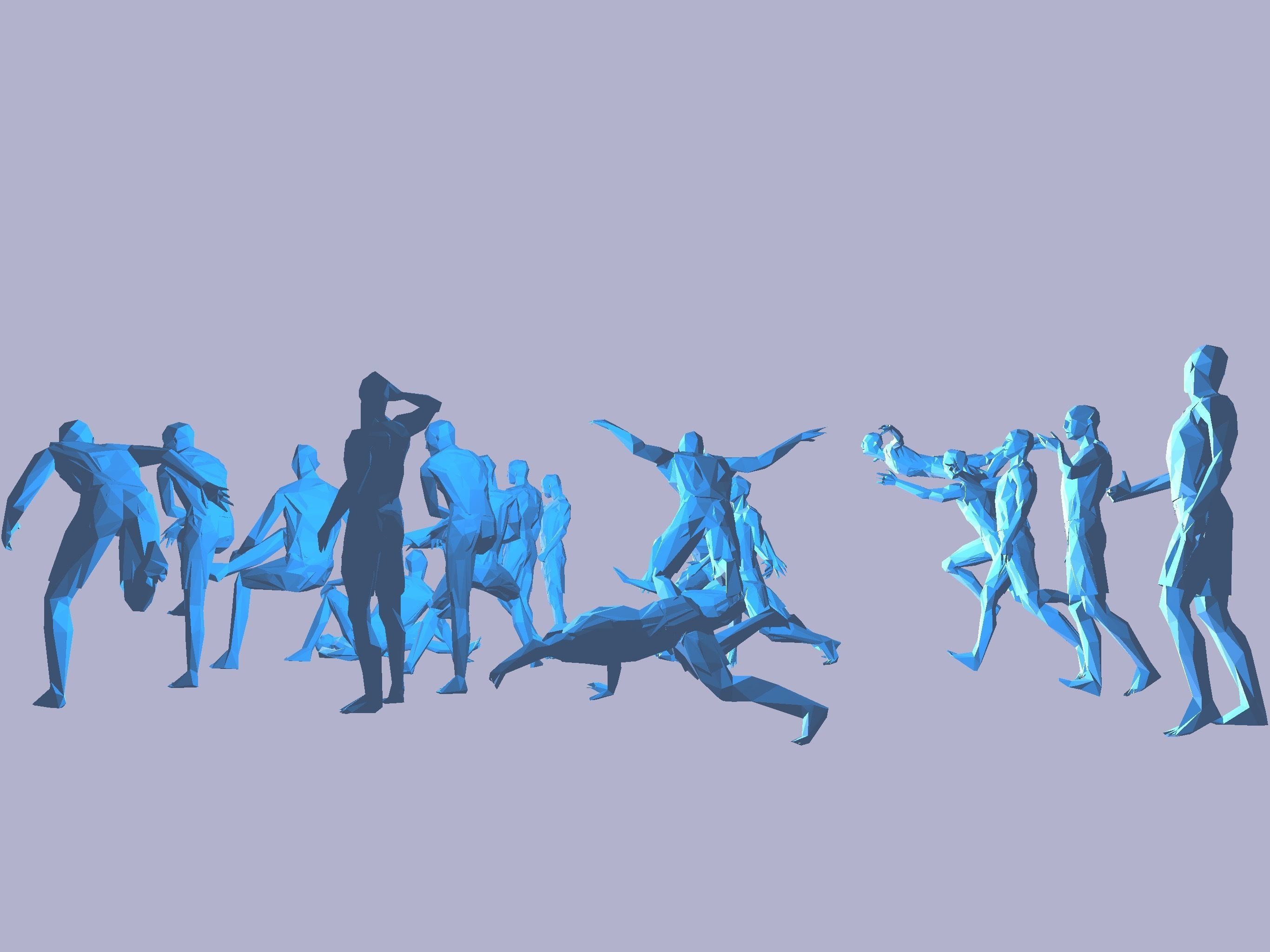 men 20 random positions 3D model_2