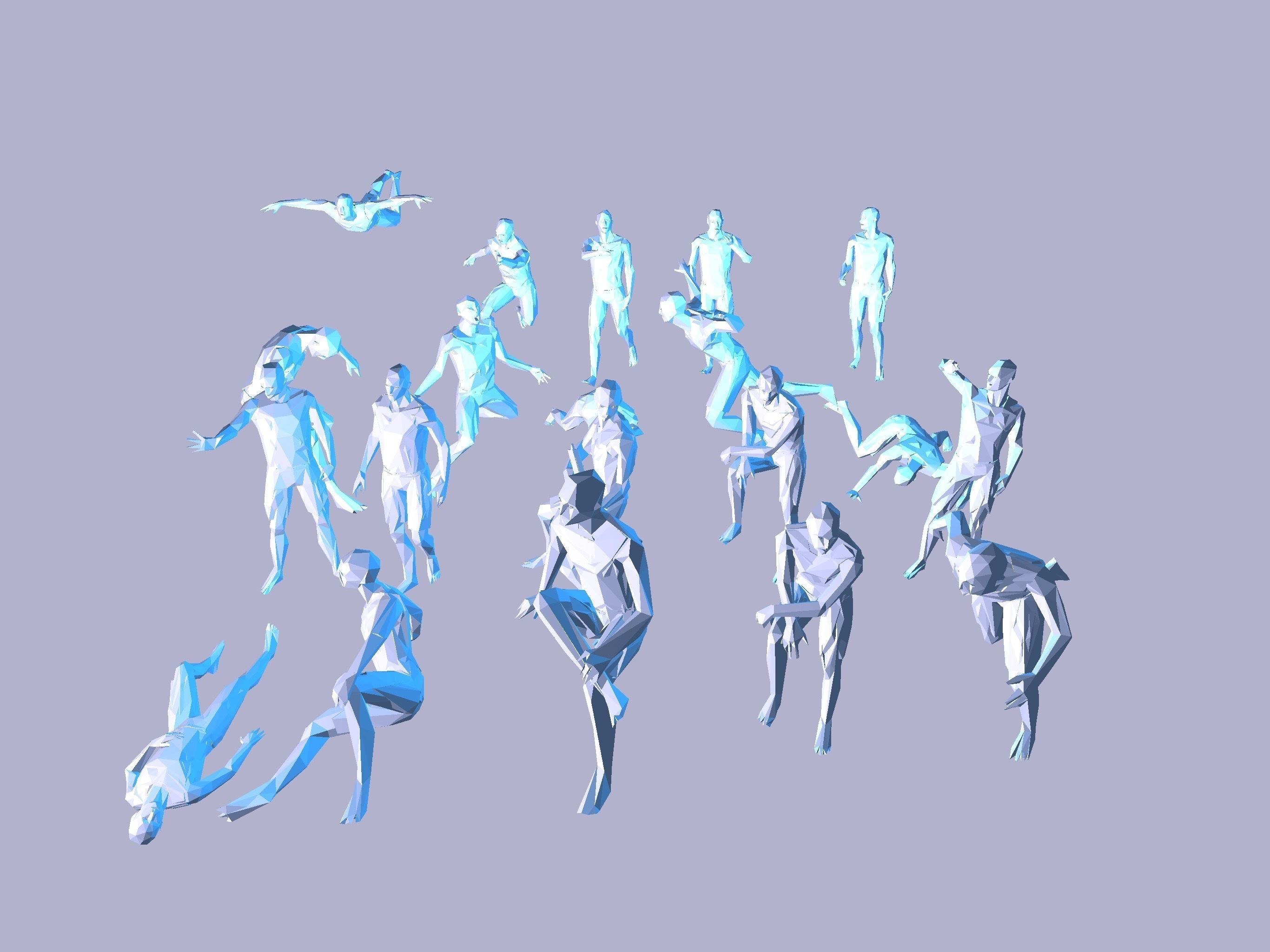 men 20 random positions 3D model_3