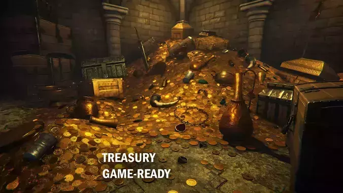 Treasury game ready Low-poly 3D model