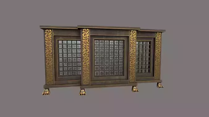 Cabinet ornate with glass doors 3D model