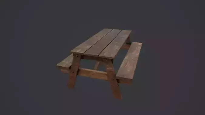 Desk Low poly wooden picnic table