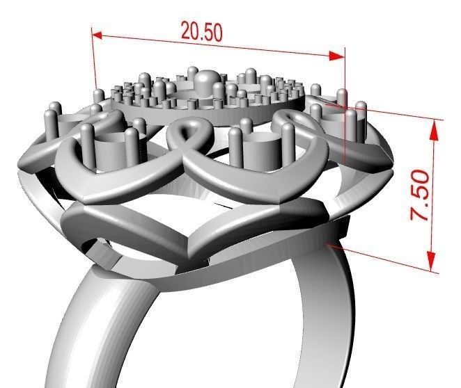 Symmetric flower ring  3D print model_2